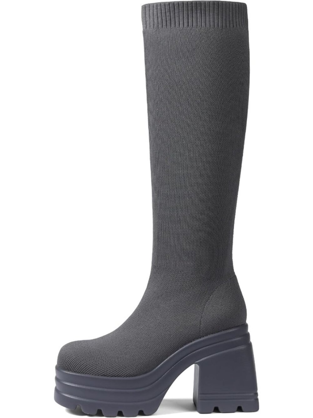 Knee High Chunky Heel Knit Sock Boots | Stylish Tall Platform Footwear for Women
